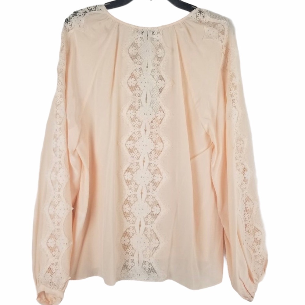 Joie Bernabas Lace Trim Blouse 100% Silk Large - Picture 6 of 9